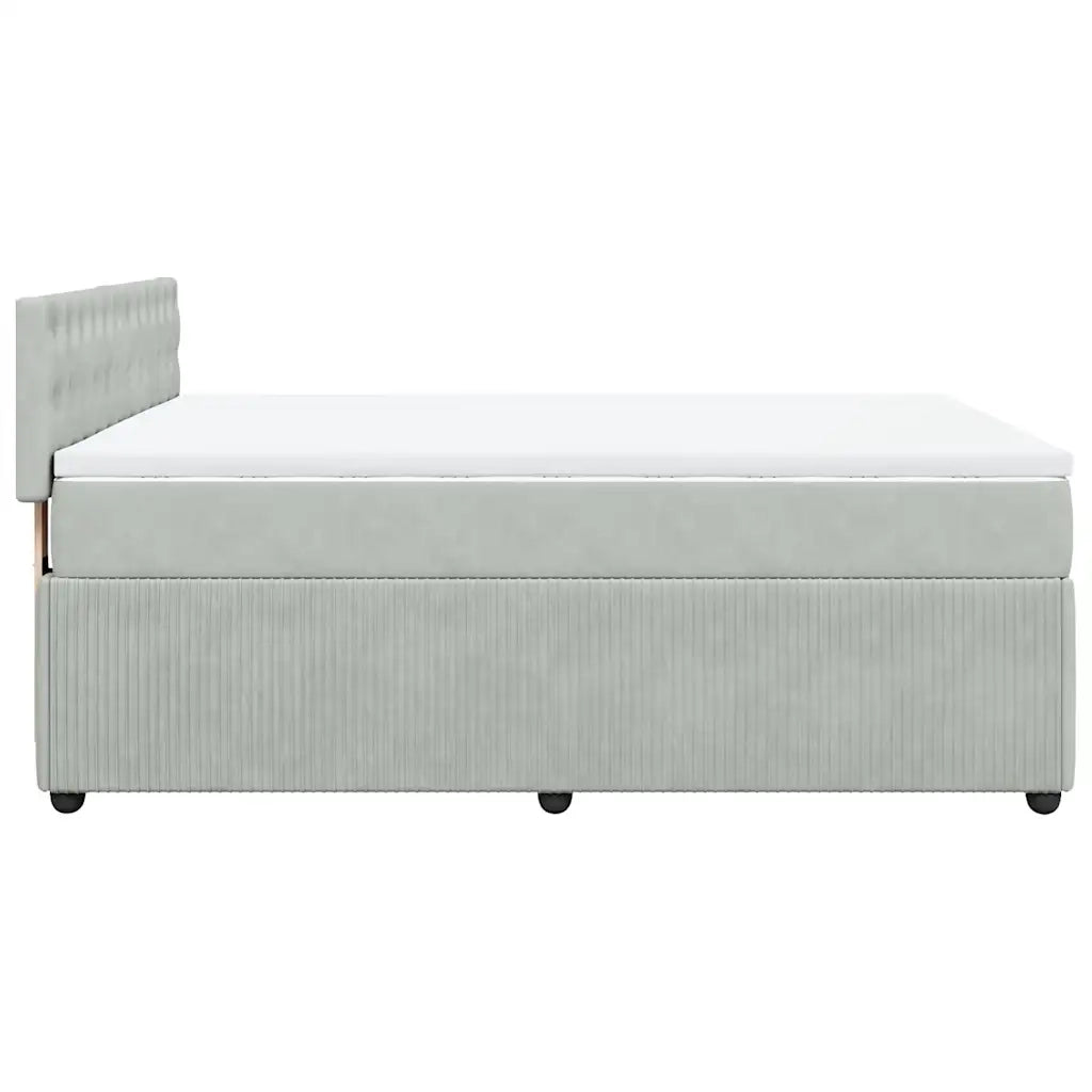 Giroletto a Molle con Materasso Grigio Chiaro 140x200cm Velluto