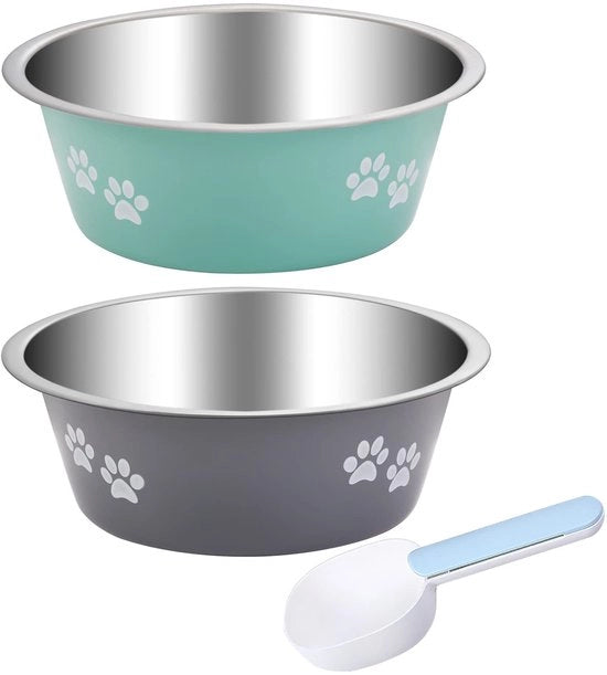 Ciotola per cani 2 in 1, ciotola per cibo in acciaio inossidabile con fondo antiscivolo in silicone, ciotola per acqua e ciotola per cibo per cani e gatti di piccola, media e grande taglia (1560 ml)