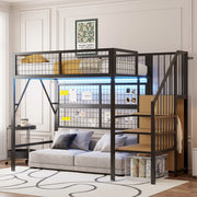 Letto a castello funzionale metallo nero 90x200 cm