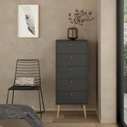 Cassettiera Yaounde, Settimino multiuso, Comò camera da letto, Mobile con cassetti, 50x39 h120 cm, Grigio
