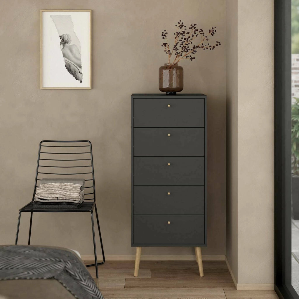 Cassettiera Yaounde, Settimino multiuso, Comò camera da letto, Mobile con cassetti, 50x39 h120 cm, Grigio