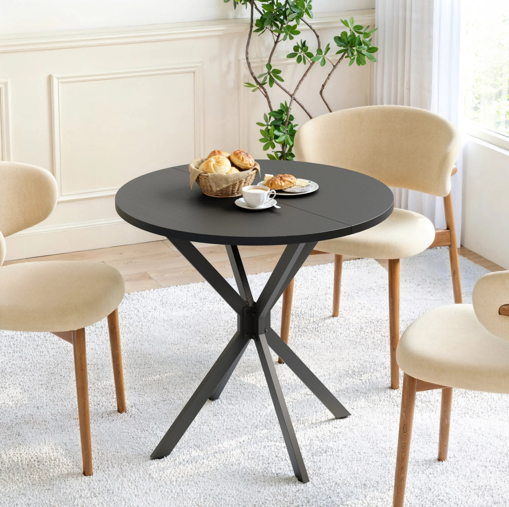 Tavolo rotondo nero Ø 80 cm con gambe a X