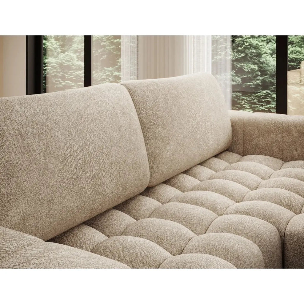 Divano ad angolo convertibile DORY beige 250 cm con vano contenitore angolo destro