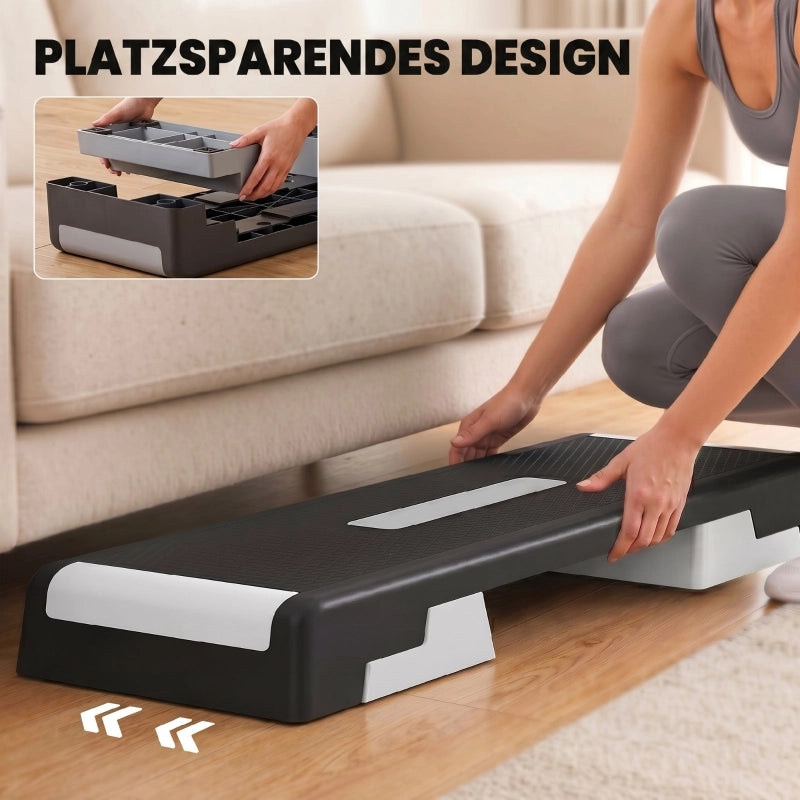 STEP AEROBICO Regolabile 15/20/25 cm in PP Nero