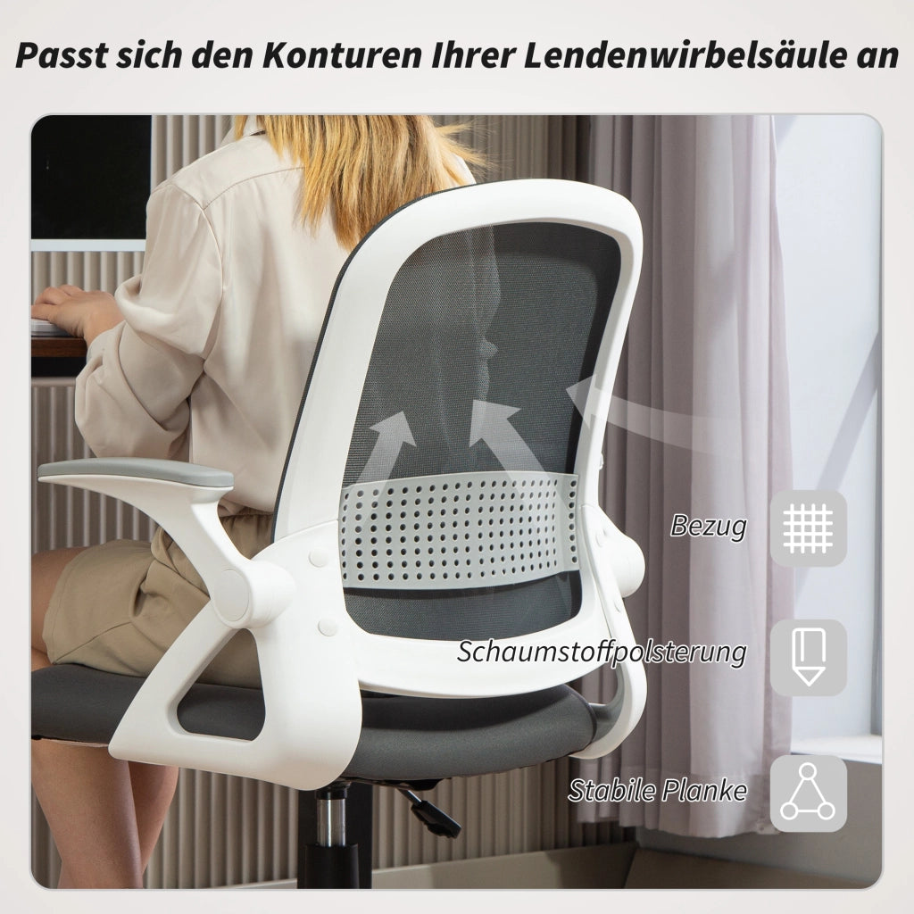 Sedia da ufficio ergonomica ¨C zephmum ¨C Grigio, Schienale in rete, Supporto lombare