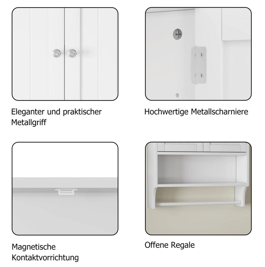 Mobile pensile bagno bianco in MDF con portasciugamani
