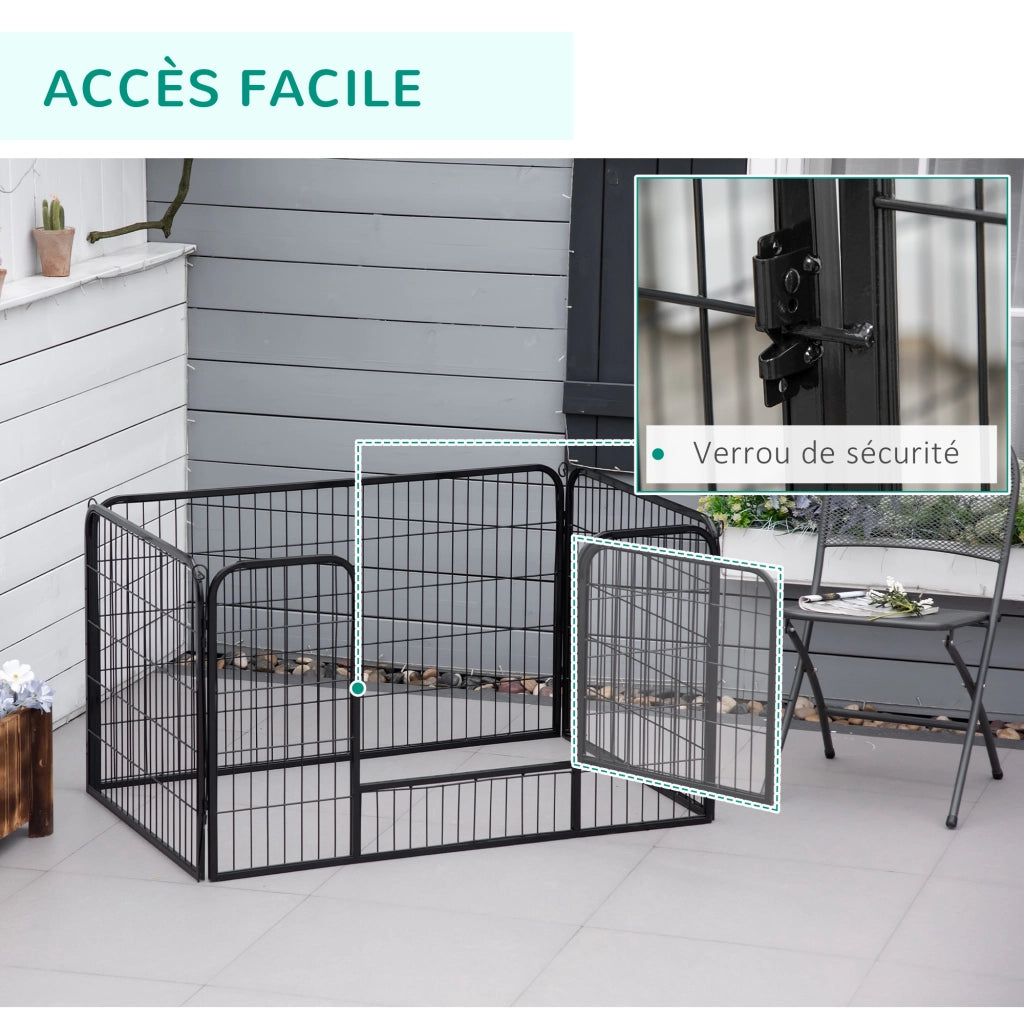 Recinto per Animali Modulabile 4 Pannelli 1 Porta ¨C Minimal ¨C Nero 125x70 cm