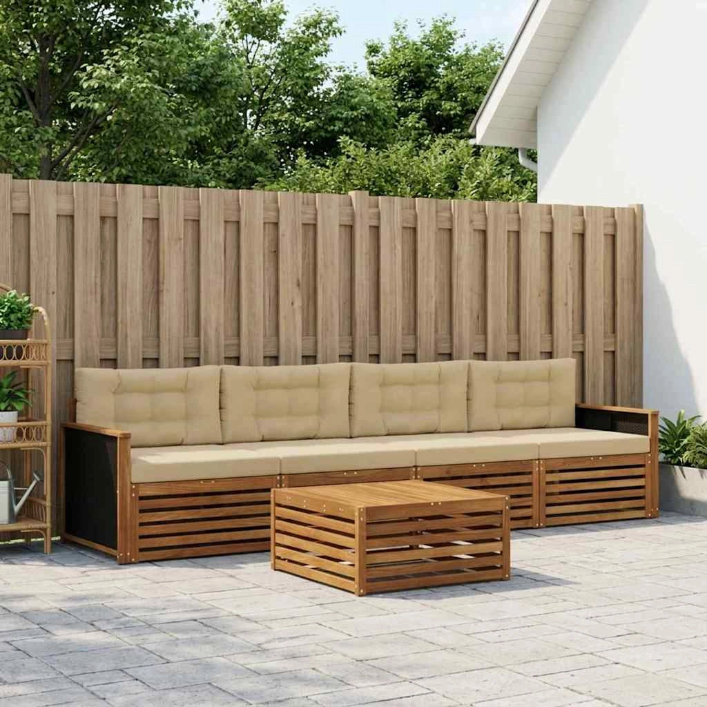 Set di divani da esterno 5 pz Naturale e Beige 3382986