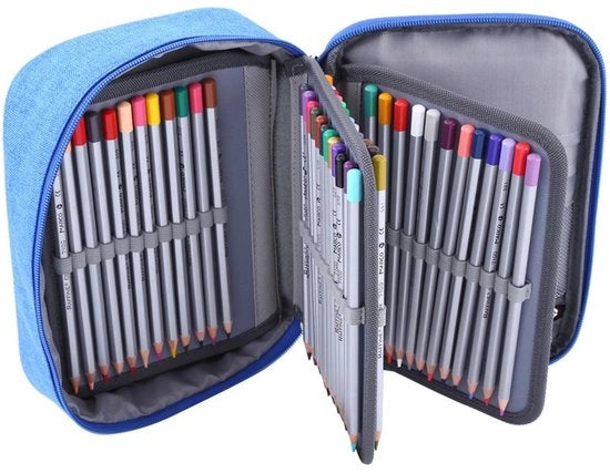 Etui di grande capacità - Opvouabile - Multistrato - Chiusura a zip - Per artisti/studenti - 24 x 18 x 6.5 cm - Etui per pennarelli