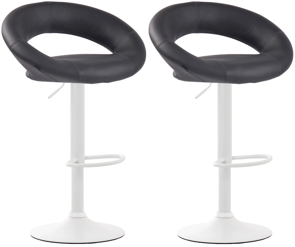 Set di 2 sgabelli da bar Olinda in finta pelle grigio,bianco
