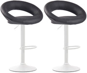 Set di 2 sgabelli da bar Olinda in finta pelle grigio,bianco