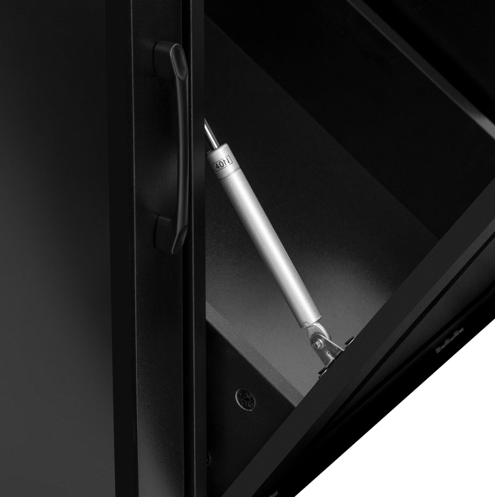 Isola da cucina mobile con piano estraibile; prese USB e Type-C; vano rifiuti; MDF nero