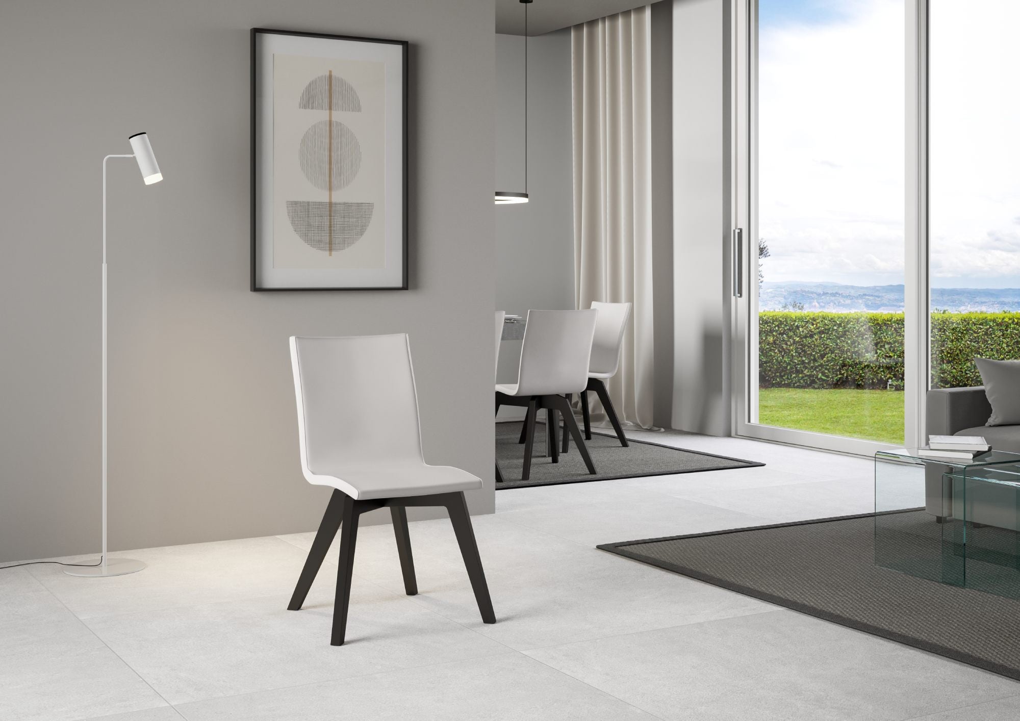 Sedia 52x52x87 cm Trudy gambe Antracite in Similpelle Bianco