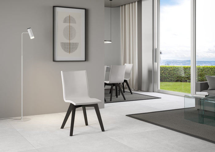 Sedia 52x52x87 cm Trudy gambe Antracite in Similpelle Bianco