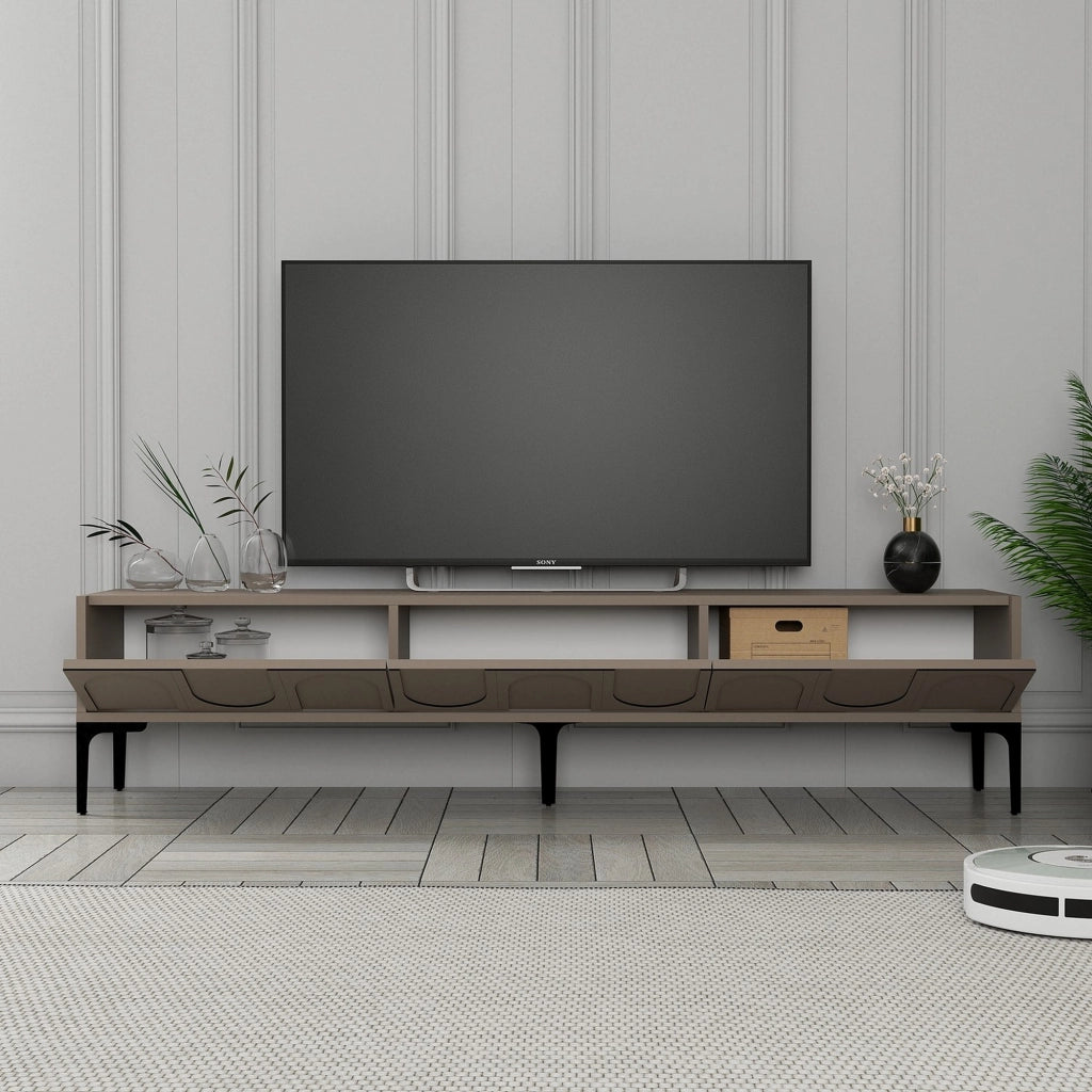 Scafa, Mobile Porta tv 3 Ante, 180x35x42h cm Grigio Tortora