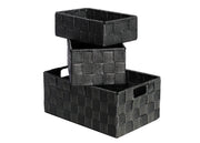 Set 3 Pezzi Contenitore Rattan Great Con Maniglie Decorativo Cestino Portaoggetti - Great - Nero