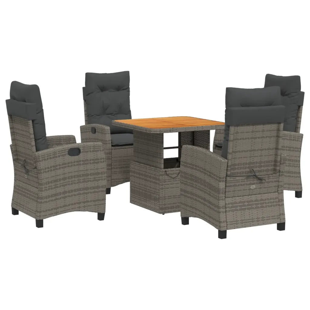 Set da Pranzo da Giardino 5 pz con Cuscini in Polyrattan Grigio 3277398