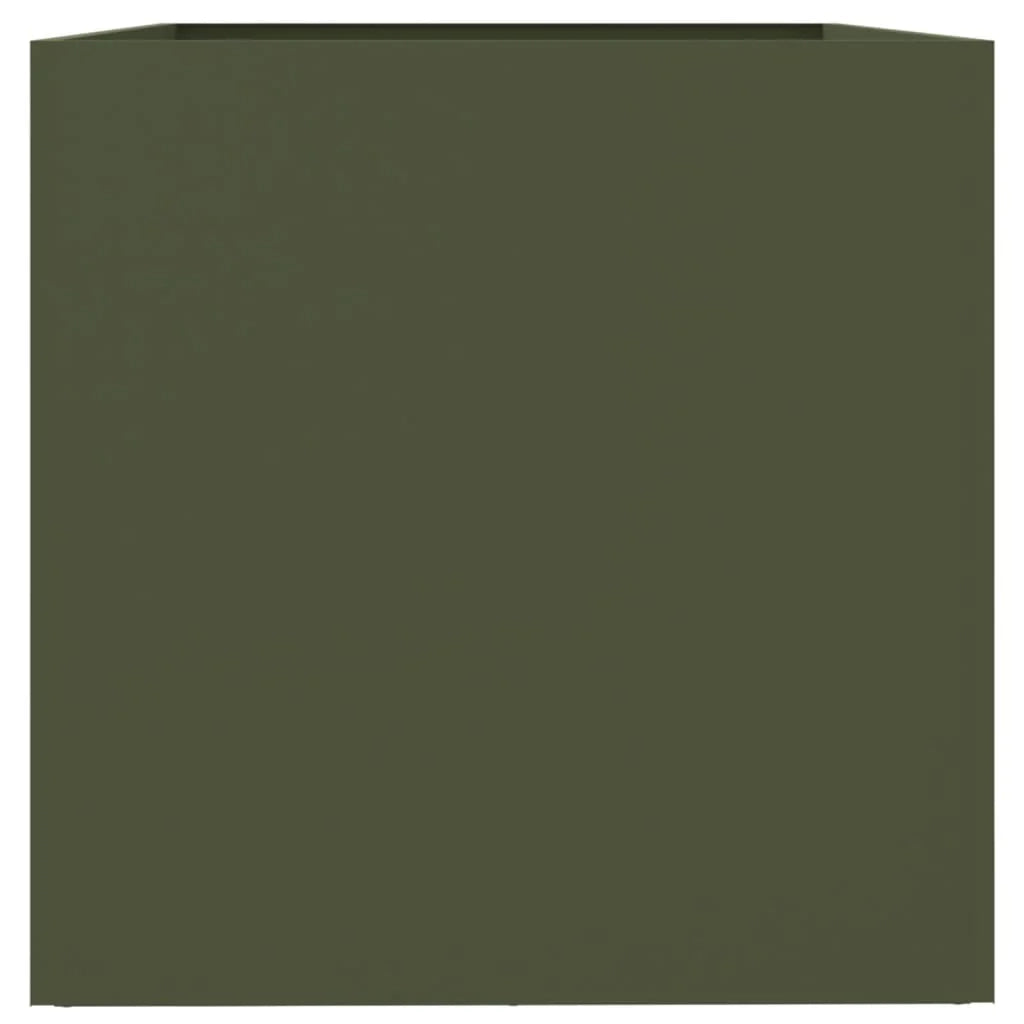 Aiuola rialzata/fioriera color oliva per piante fiori e patio/giardino 62 x 40 x 39 cm acciaio verde 02_0038706