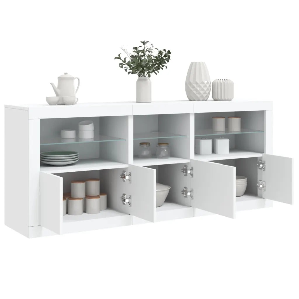 Credenza con Luci LED Bianca 162x37x67 cm 3208995