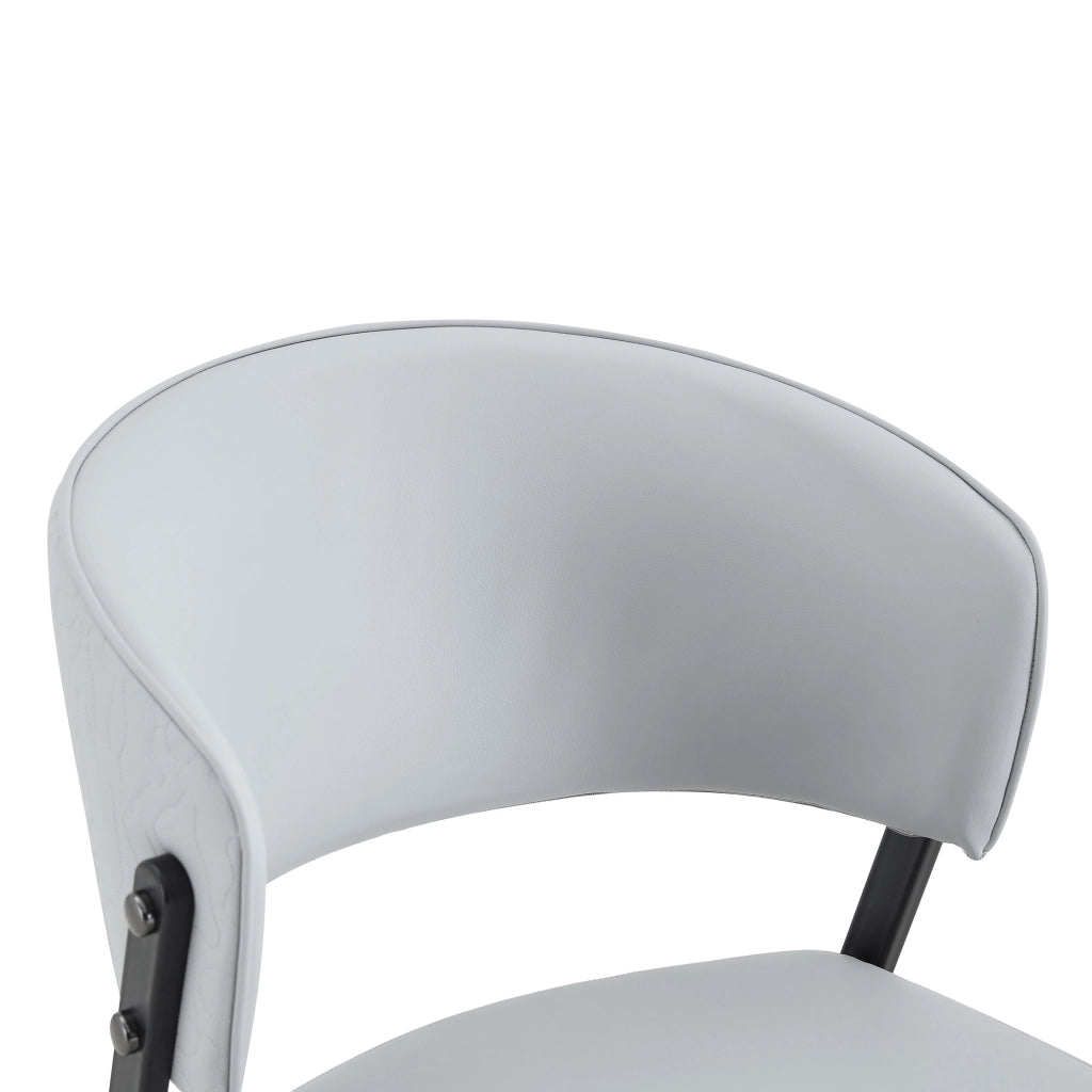 Set di 2 sedie da pranzo moderne in PU grigio chiaro con struttura in metallo