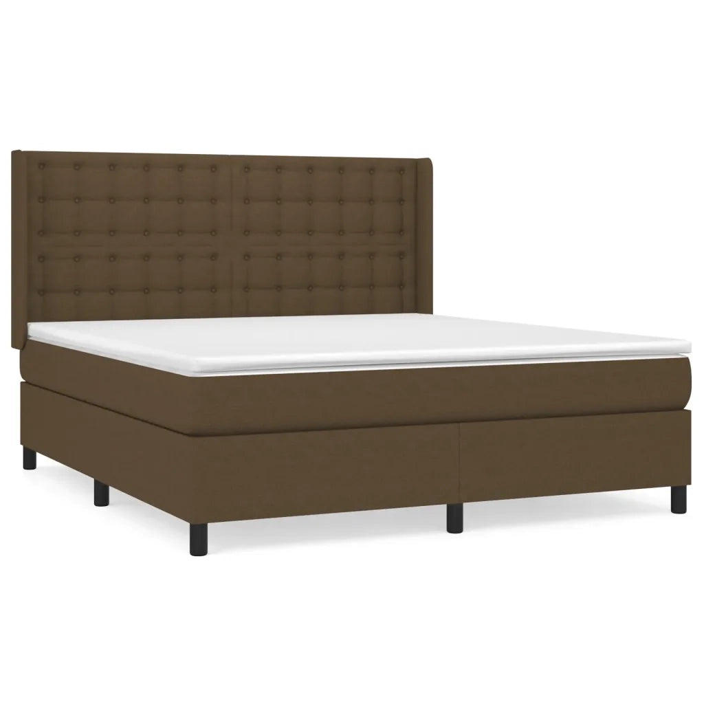 Giroletto a Molle con Materasso Marrone Scuro 160x200cm Tessuto