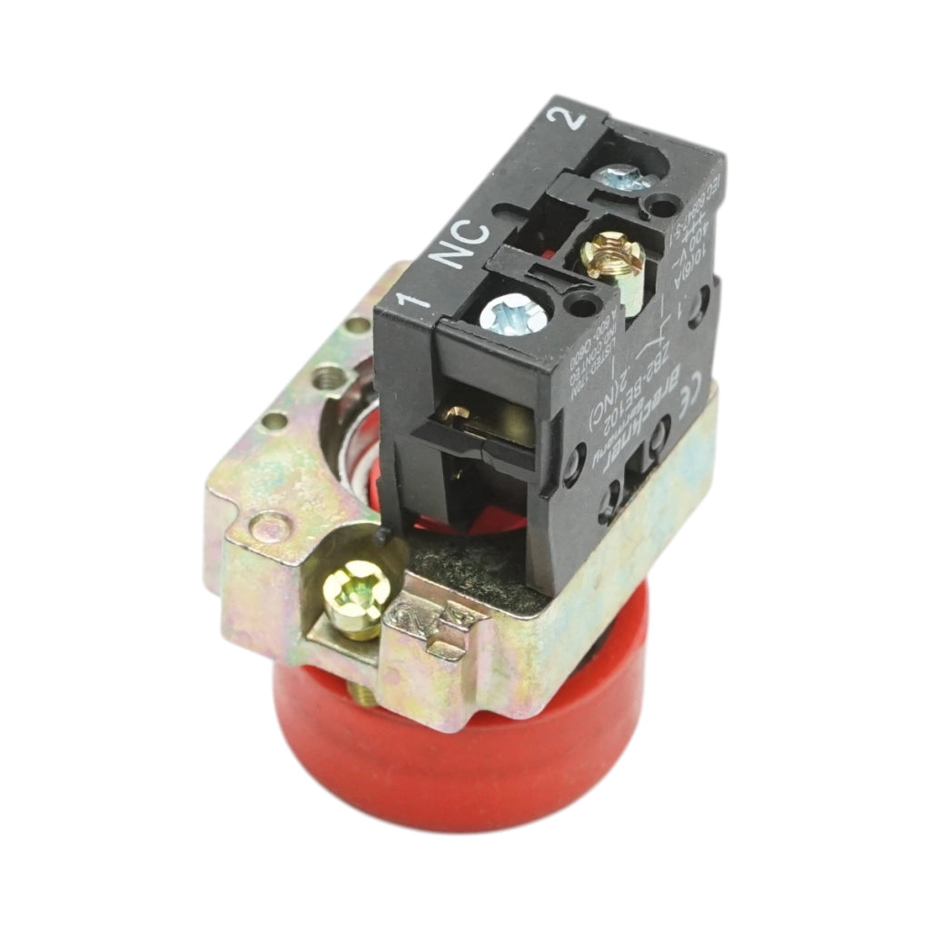 Pulsante di comando rosso con protezione IP65, 1NC, 400V/10A, LAY5 Breckner Germany