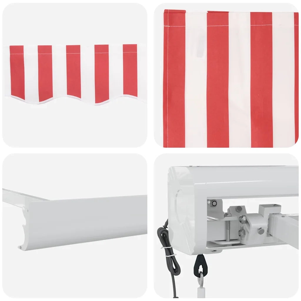 Tenda Retrattile Rosso e Bianco 400 × 300 cm Tessuto e Metallo 3330555