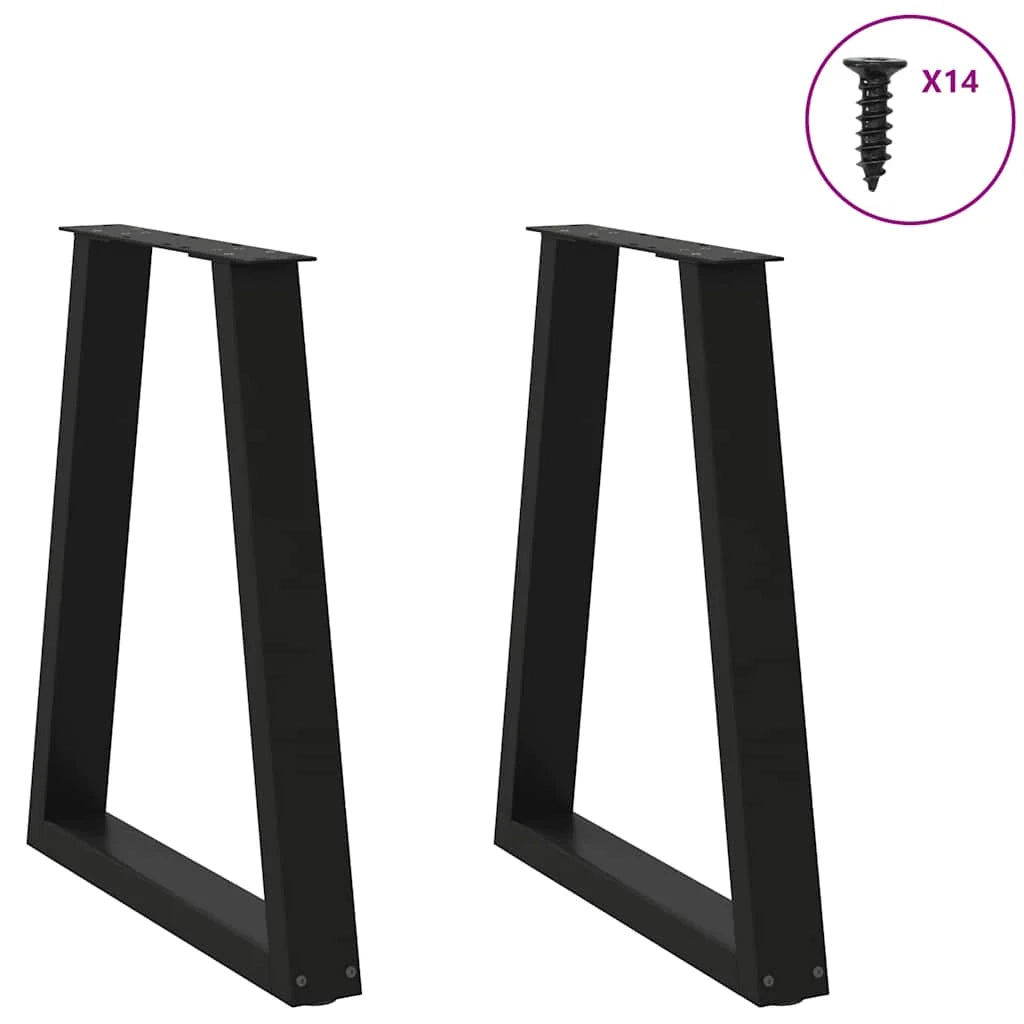 Set di 2 gambe per tavolo da pranzo a forma di V 50 x 73 cm con regolazione dell'altezza design moderno acciaio nero 02_0056855