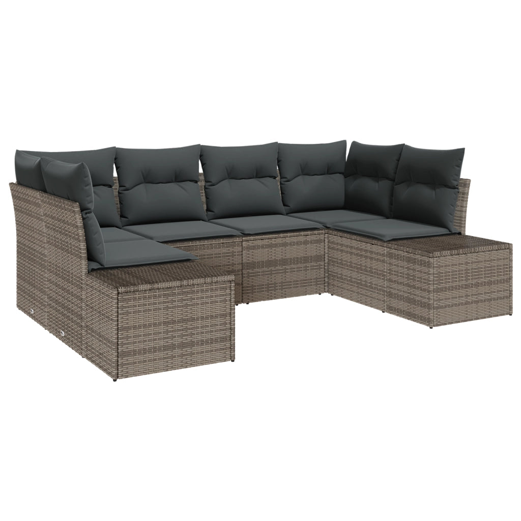 Set da giardino in 6 pezzi con cuscini Grigio in rattan sintetico