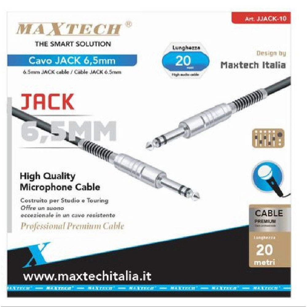 Trade Shop - Cavo Collegamento Con 2 Jack Da 6.5mm 20 Mt Cavo Microfono Audio Stereo Jjack-10 -