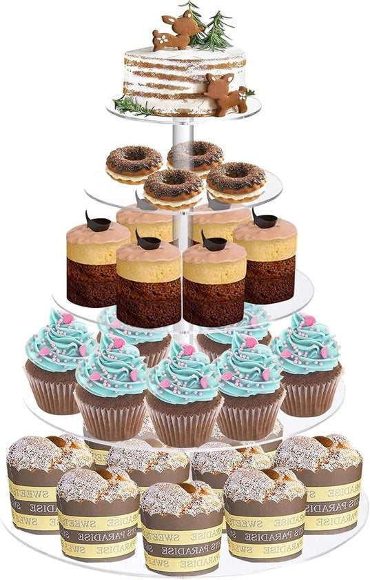 Display per 5 livelli di torte in acrilico rotondo, ideale per matrimonio e compleanni
