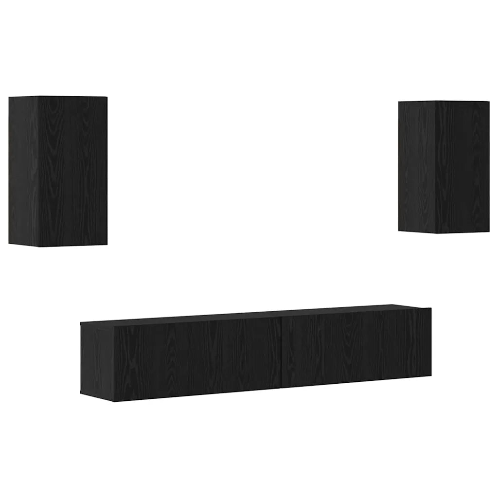 Set mobile TV 4 pcs Rovere Nero Legno multistrato 3393238