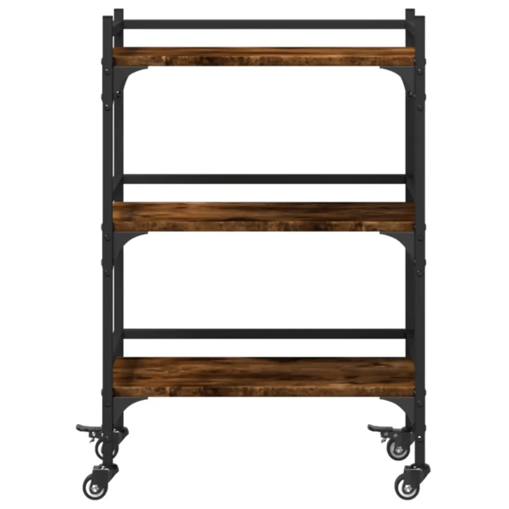 Carrello da Cucina-Scaffale per Cucina Rovere Fumo 50x35x75,5 cm Legno Multistrato