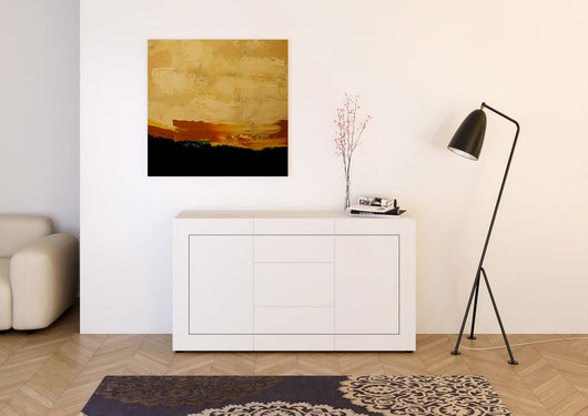 Madia 2 Ante e 3 Cassetti 150x40x83,5 cm Elios Bianco Lucido