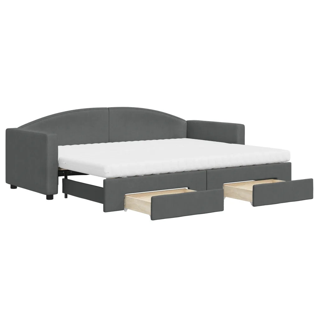 Divano Letto Estraibile Cassetti Grigio Scuro 80x200cm Tessuto 3197238