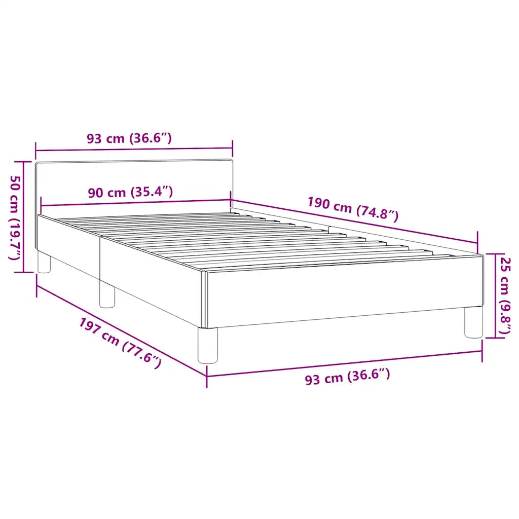 Giroletto con Testiera senza Materasso-Struttura Letto Tortora 80x200cm Tessuto 170373