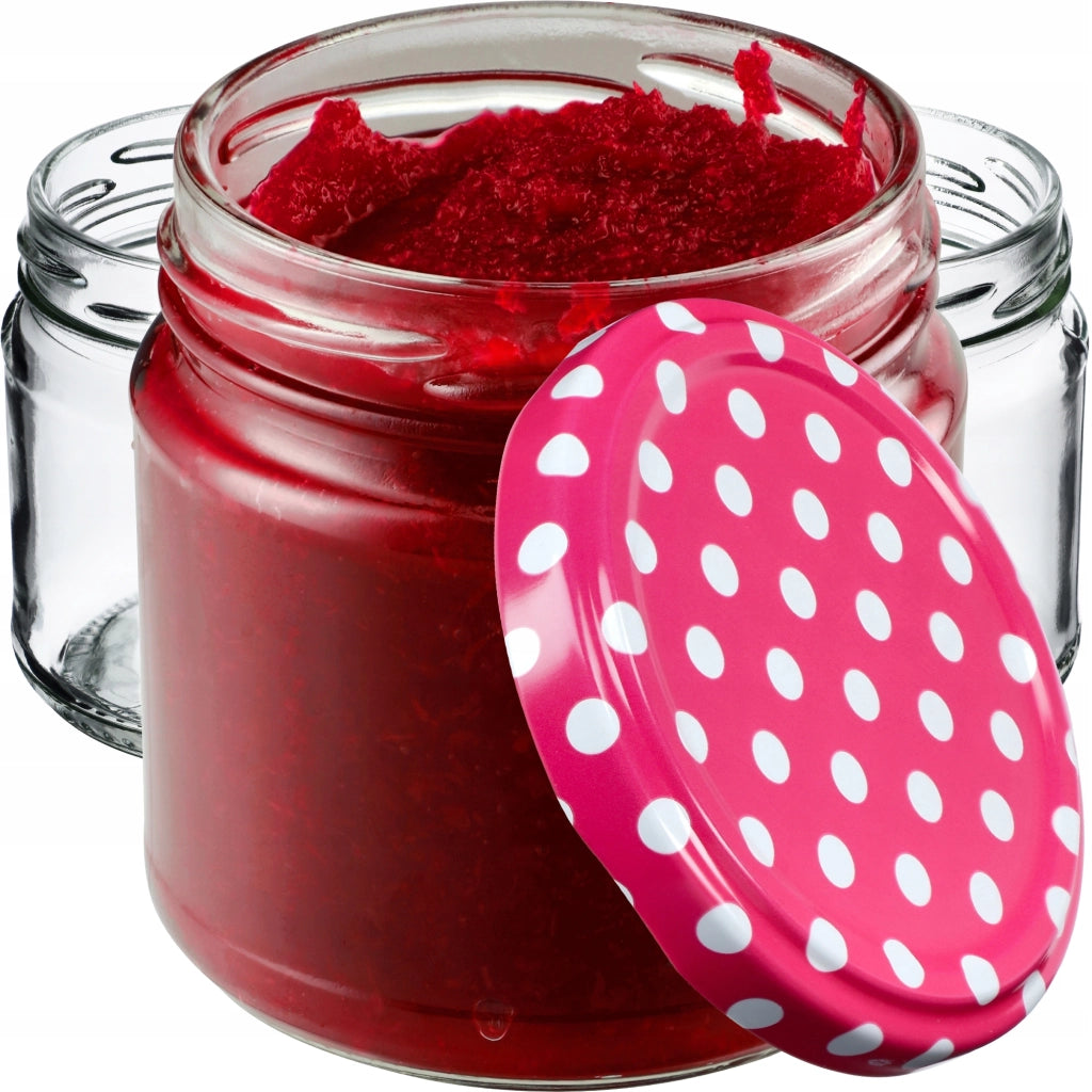 Barattoli per conserve KADAX Lerma 200ml 10 pezzi 66mm + coperchi "Piselli rosa"
