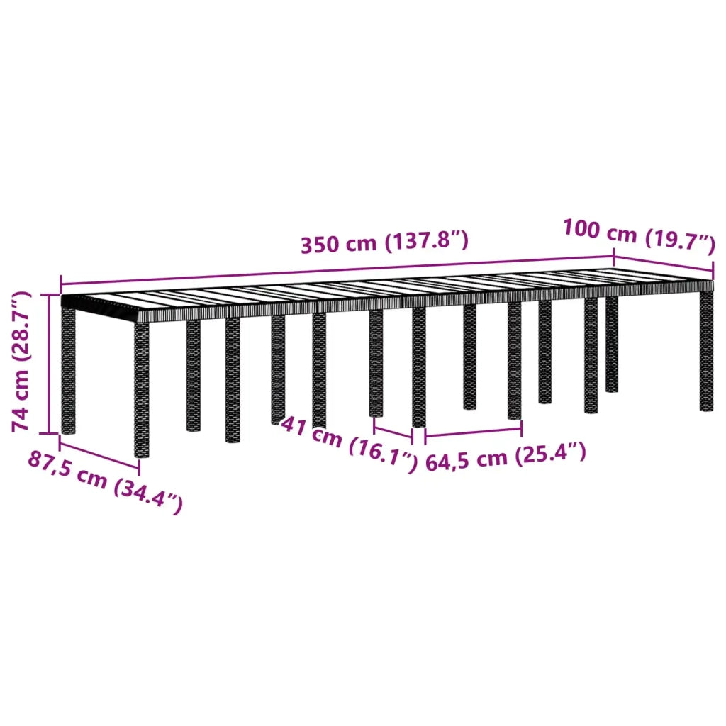 Set da Pranzo per Giardino 13 pcs Antracite Rattan Polt