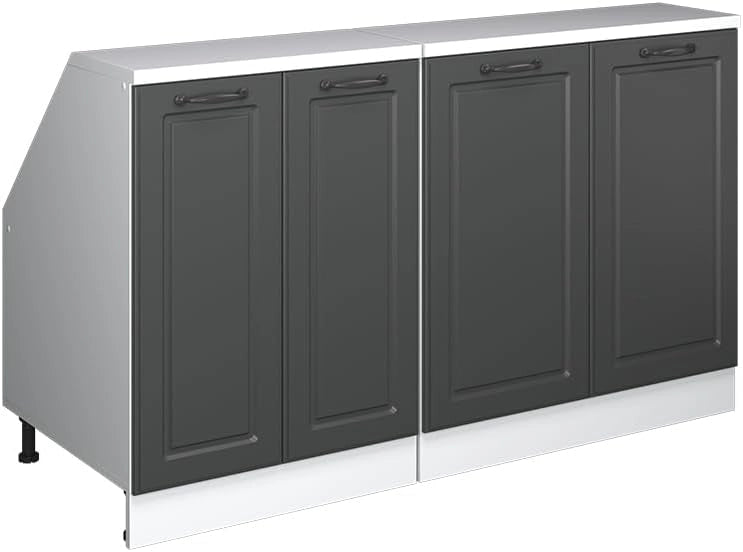 Set di mobili sottotetto Rion, Antracite casa di campagna, 140 cm Set di 2 carcasse armadio profondità 60 cm, adatto per il salvaspazio sotto tetti spioventi
