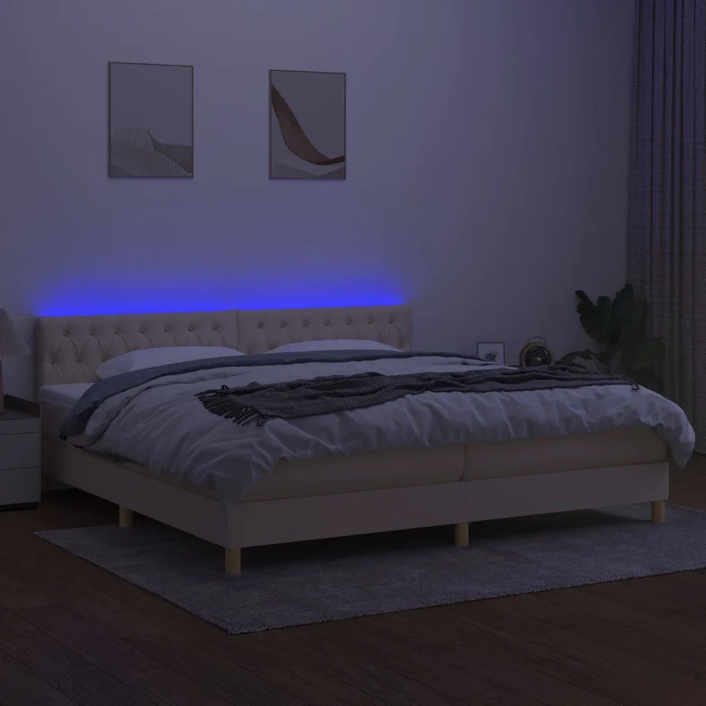 Letto a Molle Materasso e LED bianco 200x200cm in Tessuto cod mxl 60116