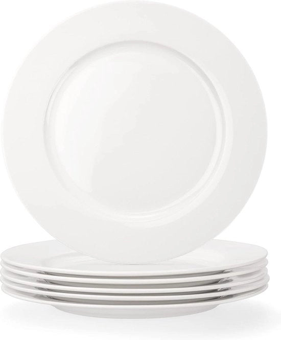 Set di piatti da servire - Insieme di 6 piatti di porcellana bianca calda - Servizio per 6 persone - Piatti piatti - Set di 6 piatti da 26,8 cm - Servizio per 6 persone