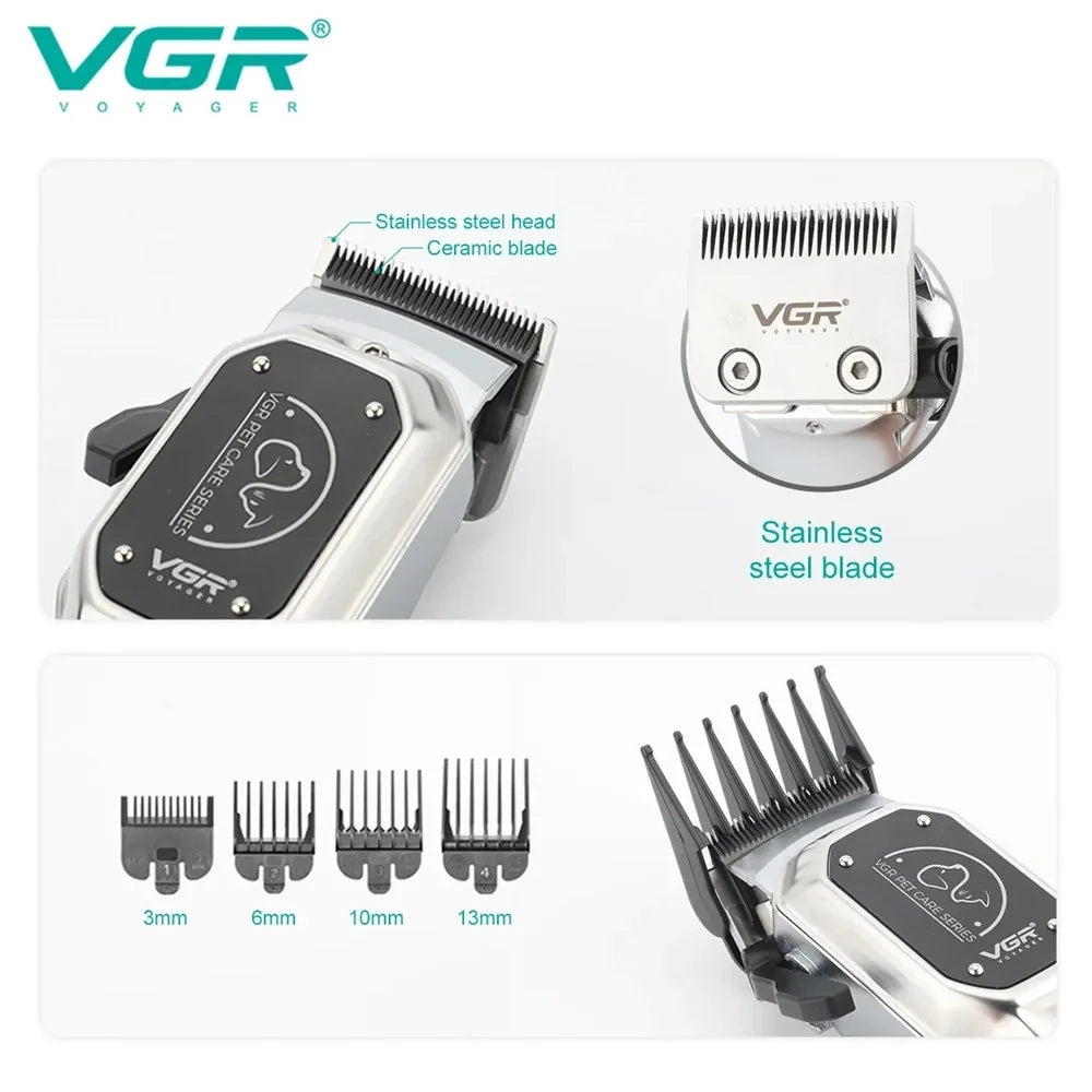Trade Shop - Vgr V-201 Tosatrice Professionale Animali Clipper Pet Silenzioso Usb -