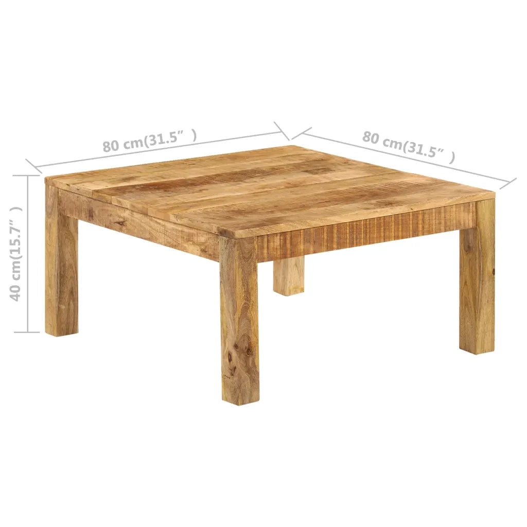 Tavolino da CaffÃ¨ in Legno Massello di Mango 80x80x40cm