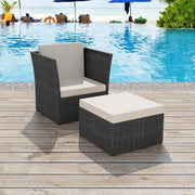 Gardenia Sedile da Giardino con Pedane in Rattan Poli Nero