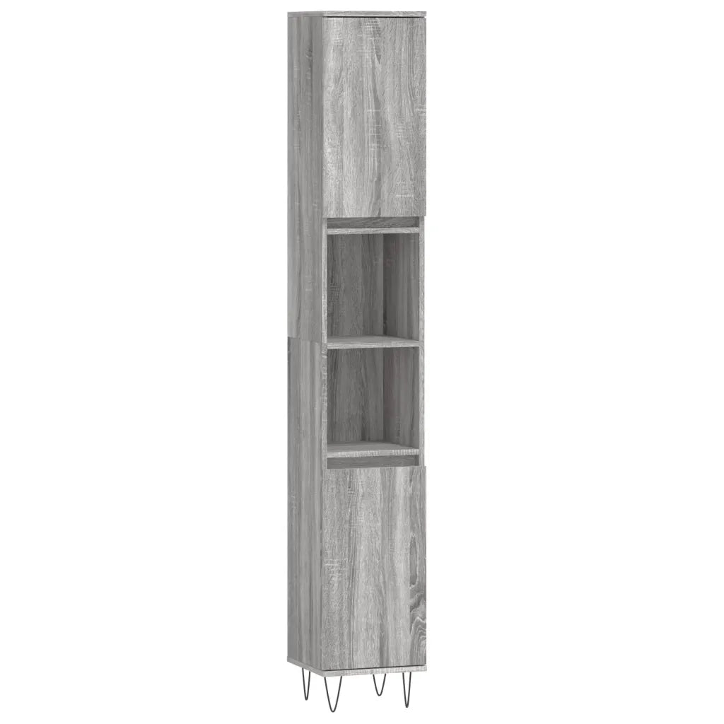 Set Mobili da Bagno 3 pz Grigio Sonoma in Legno Multistrato 3190305