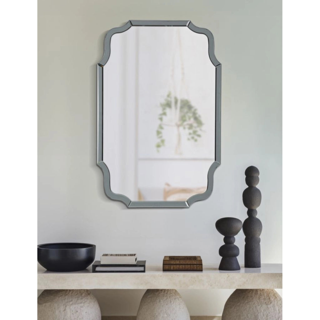 Specchio con Cornice Classico 9, Grigio, MDF, 90x60x1 cm