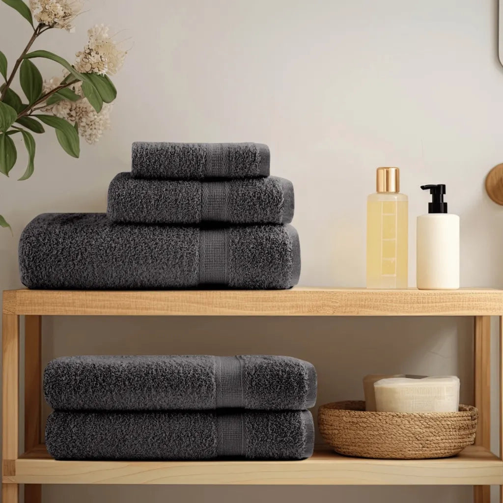 Asciugamani Premium SOLUND 2 pz | Teli per bagno Antracite 50x100 cm 600 g/m2