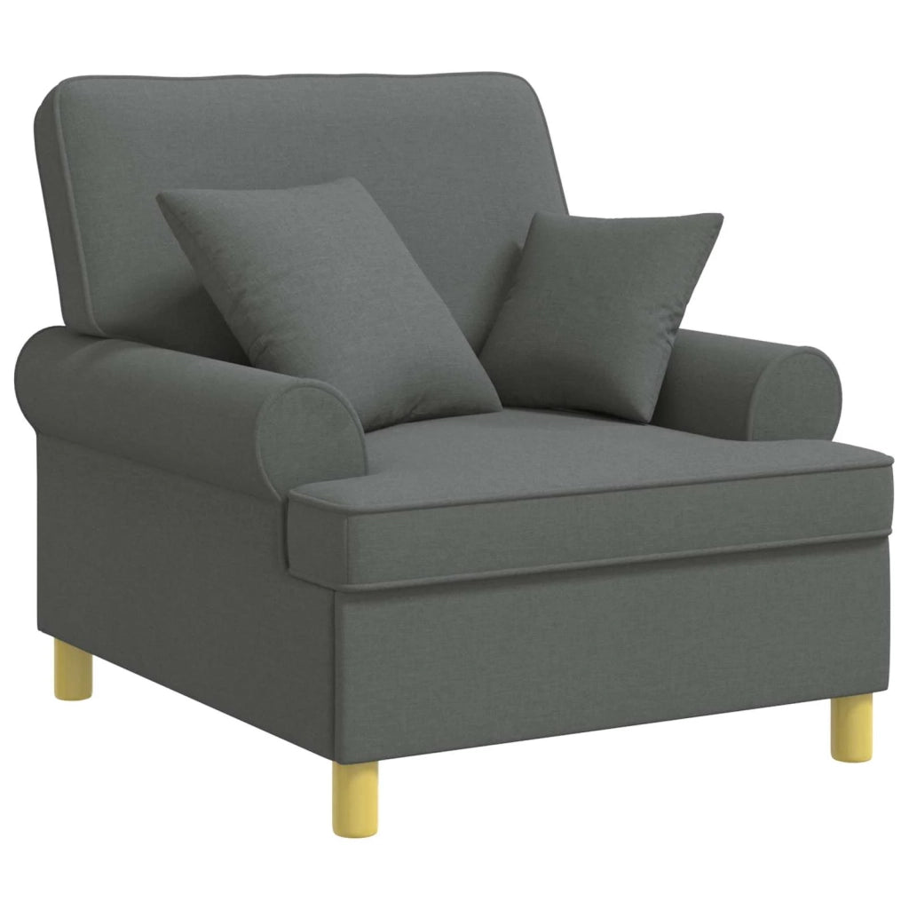 Poltrona XL con Cuscini Grigio Scuro Tessuto 42043484
