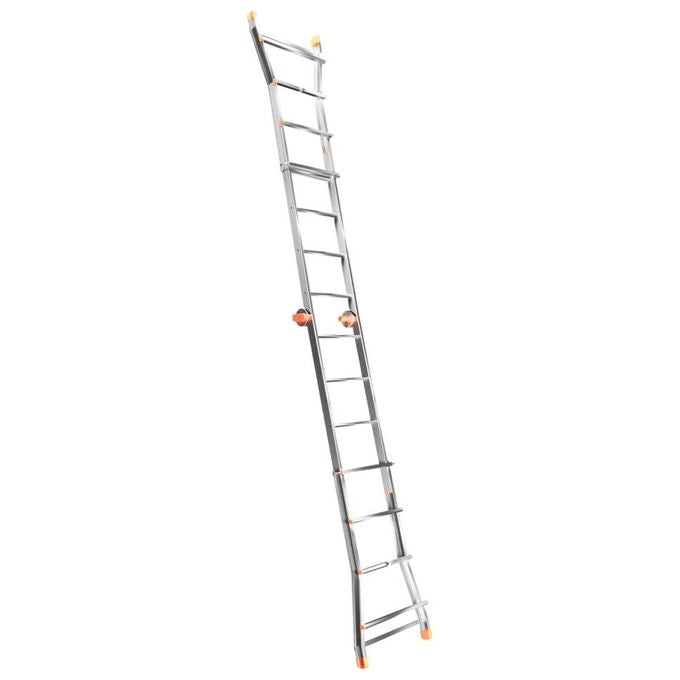 Colombo New Scal PRATIC4+4AA Pratic Scala Pieghevole 8 Gradini Zigrinati 3,6 m 100 Kg Piedini Antiscivolo colore Acciaio Inox