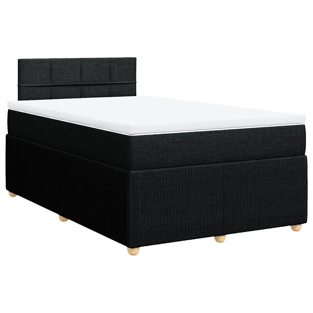 Giroletto a Molle con Materasso Nero 120x190 cm in Tessuto